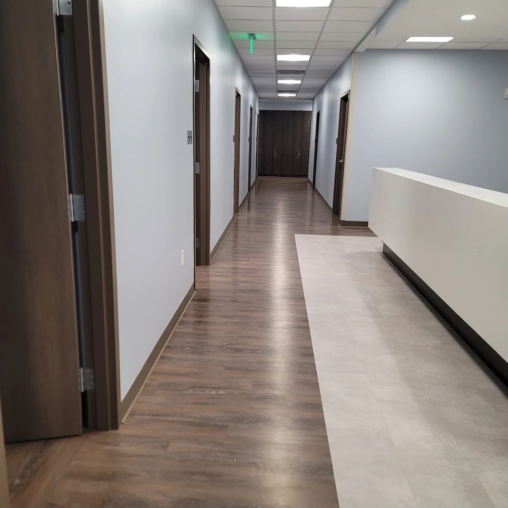 Commercial office corridor and reception cleaning